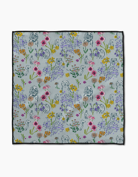 Geometry Wildflower Woof Paw Towel featuring colorful wildflower pattern on absorbent fabric for pet grooming.