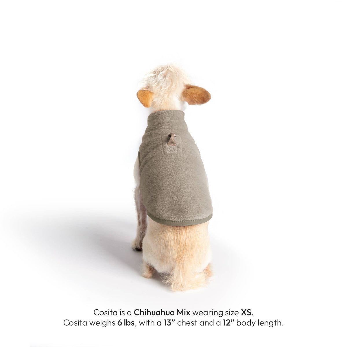Gooby Everyday Fleece Vest shown in a close-up detail view highlighting the soft fleece fabric texture.