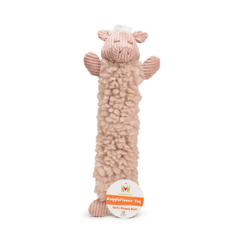 HuggleHounds Penelope Pig Fluffer toy showing detailed view of soft pink plush fabric and stitching quality.