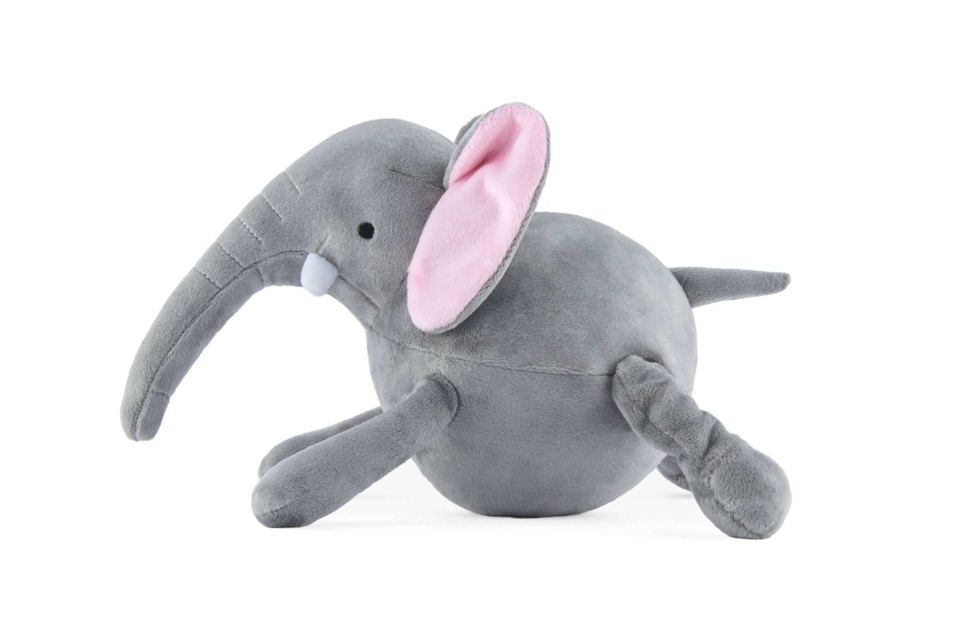 P.L.A.Y. Big Five of Africa Elephant plush toy showing detailed side view with movable sliding hind limbs feature.