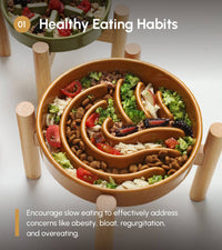 PEHOM Wave Slow Feeder bowl shown from an angle highlighting its textured wave-pattern interior surface.