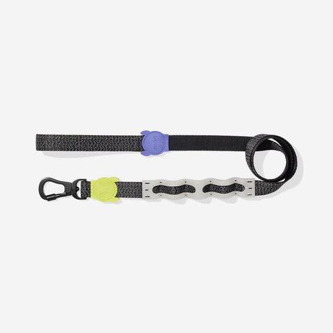 Zee.Dog Ruff Leash 2.0 in NOX being used during a walk with a dog outdoors.