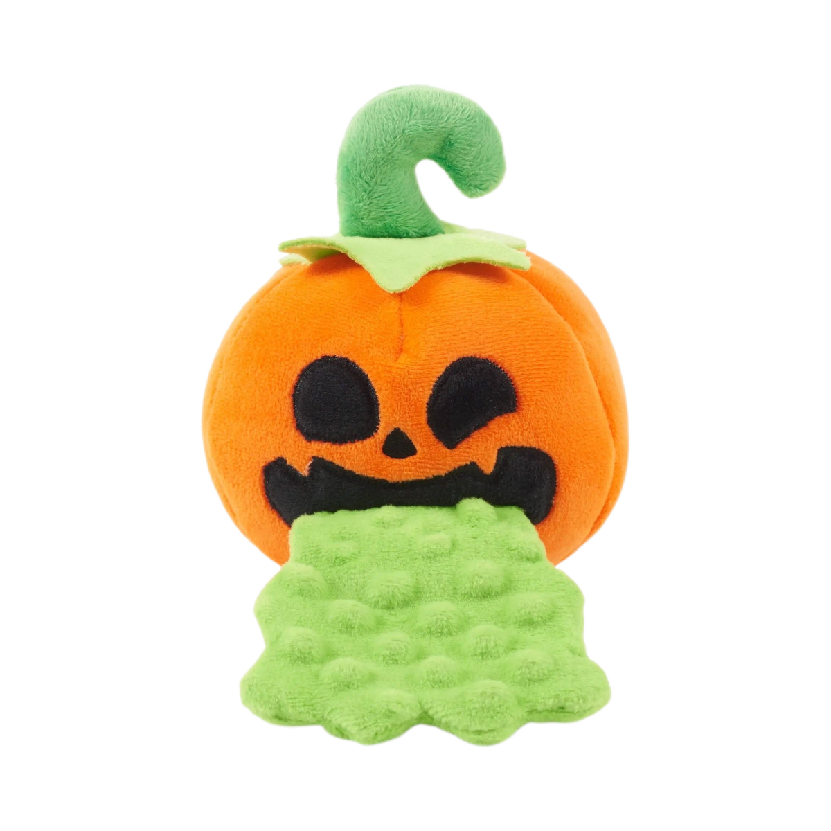 BARK Yak o Lantern plush dog toy featuring a jack-o-lantern design for Halloween play.