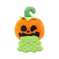 BARK Yak o Lantern plush dog toy featuring a jack-o-lantern design for Halloween play.