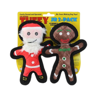 Tuffy Jr. Santa & Ginger holiday dog toy set featuring plush Santa and gingerbread character designs.