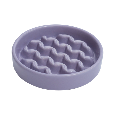 Close-up detail of the PEHOM Macaroni slow feeder bowl showing its textured feeding surface pattern.