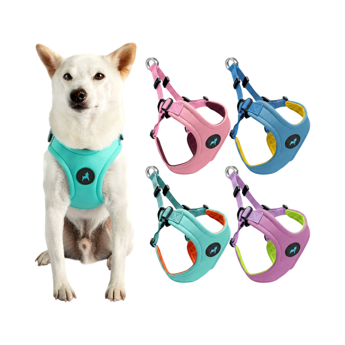 Gooby Escape Free dog harness in soft pastel color, shown as a full product flat lay.
