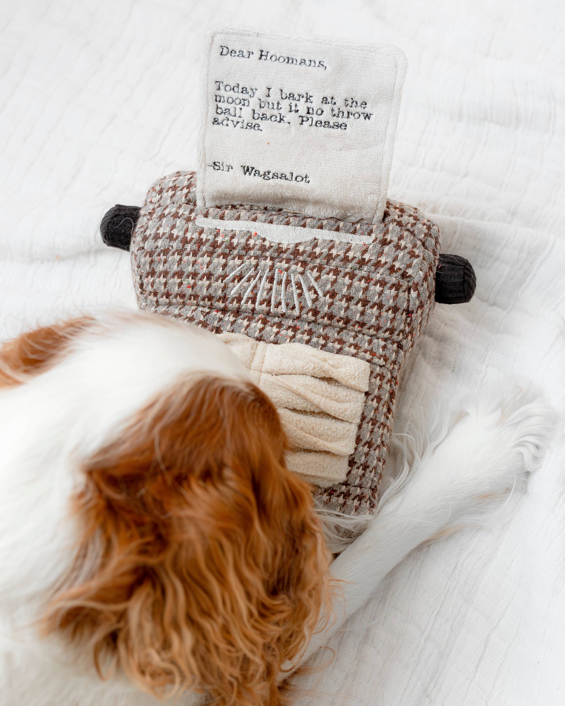 Lambwolf Collective Typewriter snuffle toy showing detailed texture and fabric construction in final product view