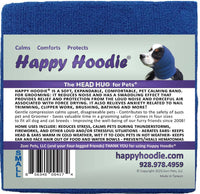 Happy Hoodie by Pet Palette Distribution shown in use on a calm, relaxed dog during grooming.