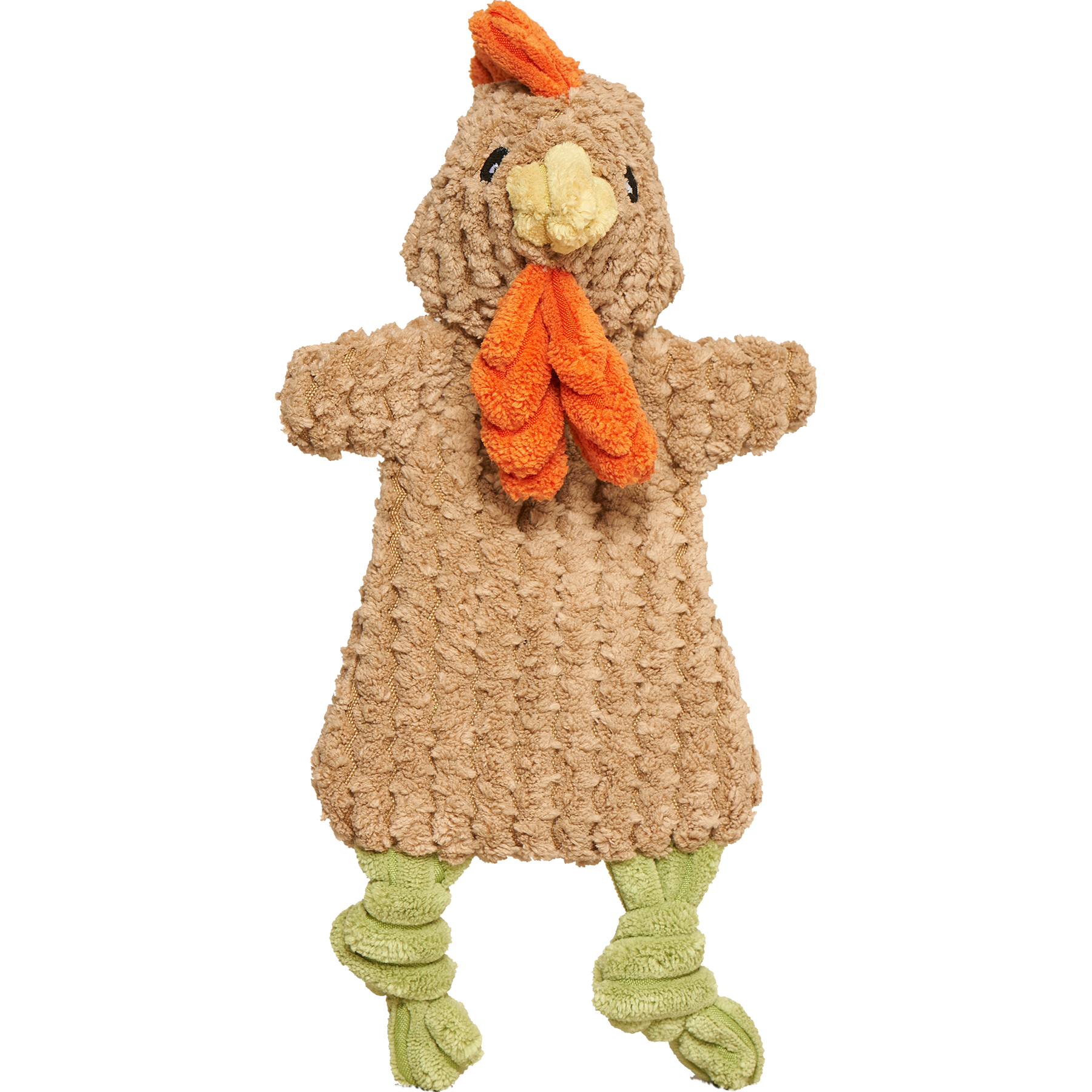 HuggleFlatties Pasture Pals 3-pack flat plush dog toys displayed showing farm animal characters and squeaker details.
