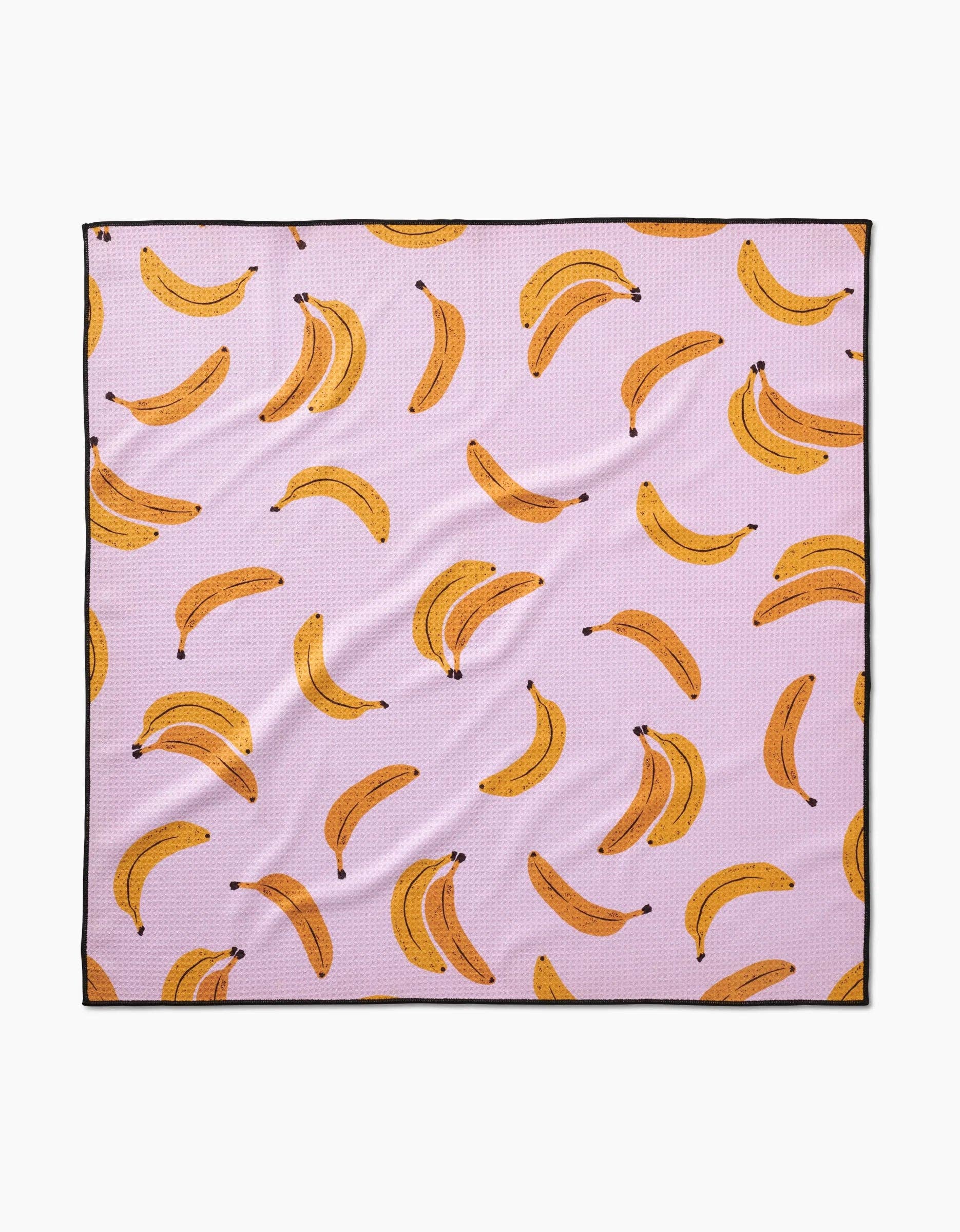 Pupnana Dog Towel by Geometry in yellow with banana print pattern, 30x30 inch size.