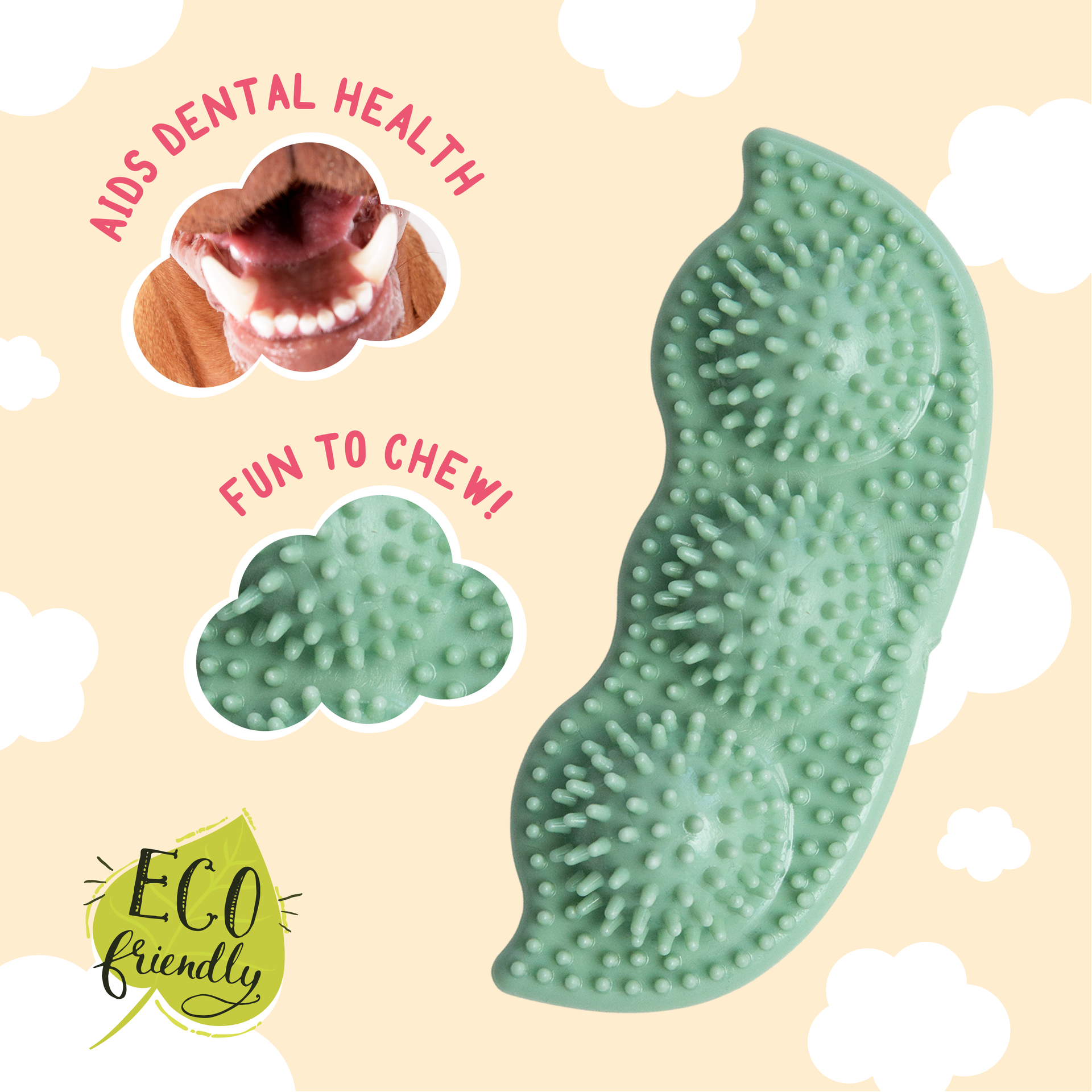 SnugArooz Pea Podz green plush dog toy showing detailed stitching and fabric texture in close-up view