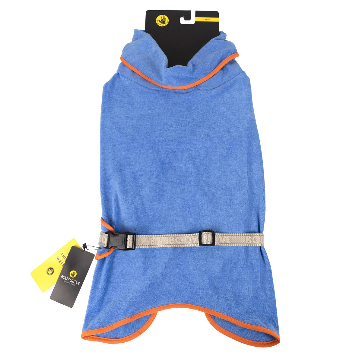 Carolina Pet Company Body Glove Towel Robe shown from a detail angle highlighting texture and absorbent fabric construction.
