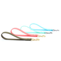 Mimi Green Traffic Dog Lead packaging showing 12-inch biothane leash product details and branding.