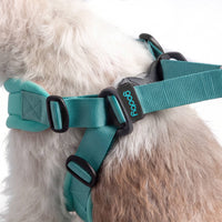 Gooby Escape Free Harness in pastel colorway shown from a detailed close-up angle highlighting secure fit design.