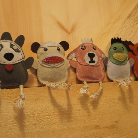 HuggleGroup - Natural Leather Wee Buddies Monkey & Raccoon Dog Toys (2pk)