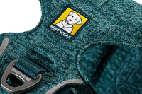 Ruffwear Front Range Flex Harness detail showing engineered knit construction and seamless stitching technology.