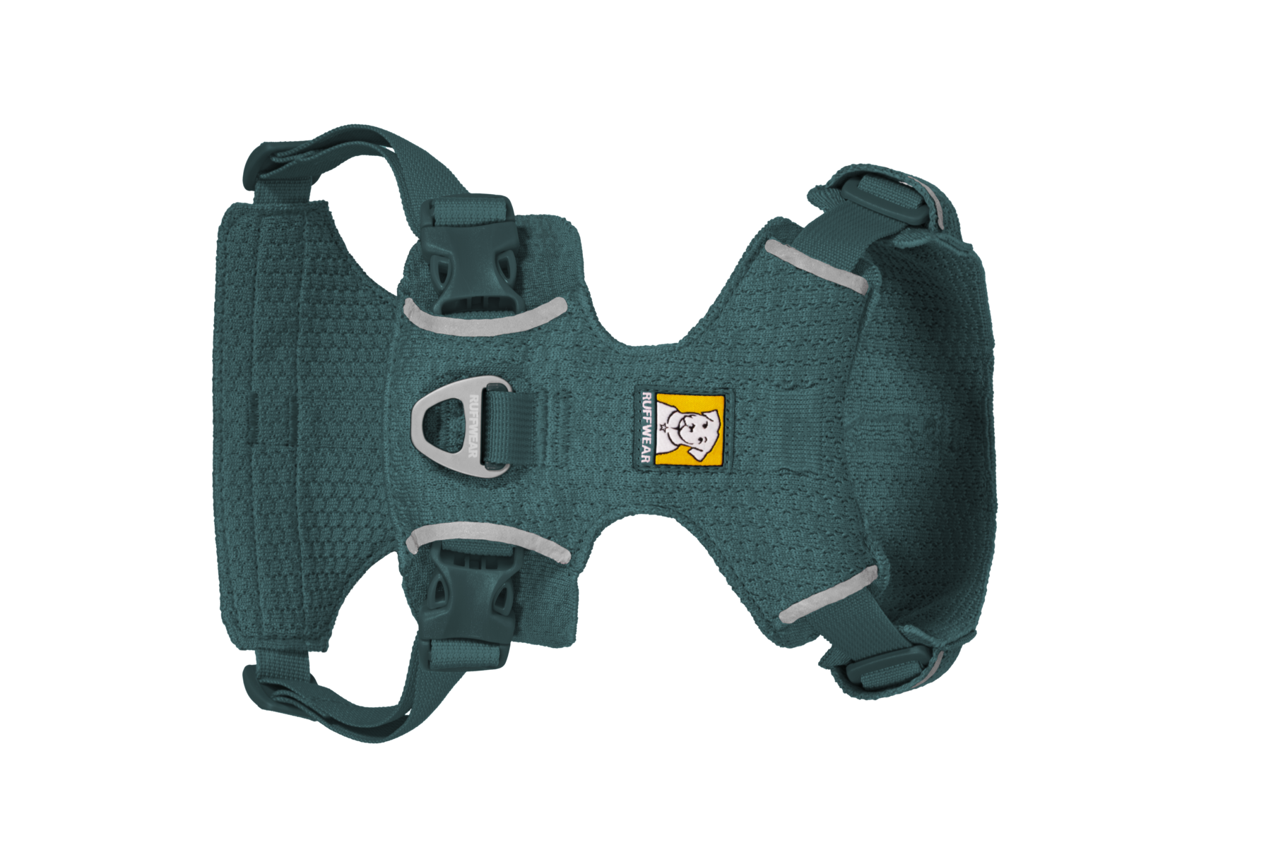Ruffwear Front Range Flex Harness detail showing engineered knit construction and seamless stitching technology.