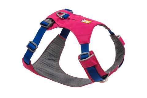 Ruffwear Hi & Light Harness shown on active dog during outdoor adventure, highlighting lightweight design and secure fit.