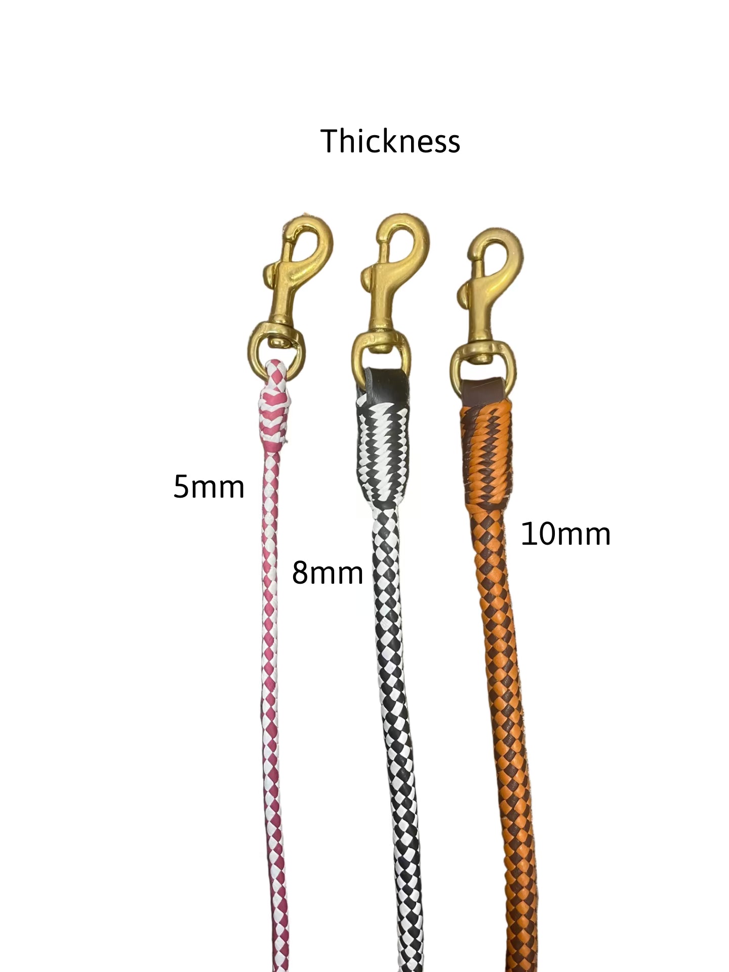 Alvalley Braided Leather Snap Leads showing detailed close-up of handcrafted braided leather construction and quality craftsmanship.