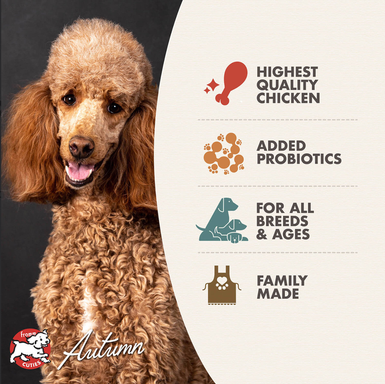 Fromm Four Star Chicken A La Veg dry dog food kibble displayed in a feeding bowl or lifestyle setting.