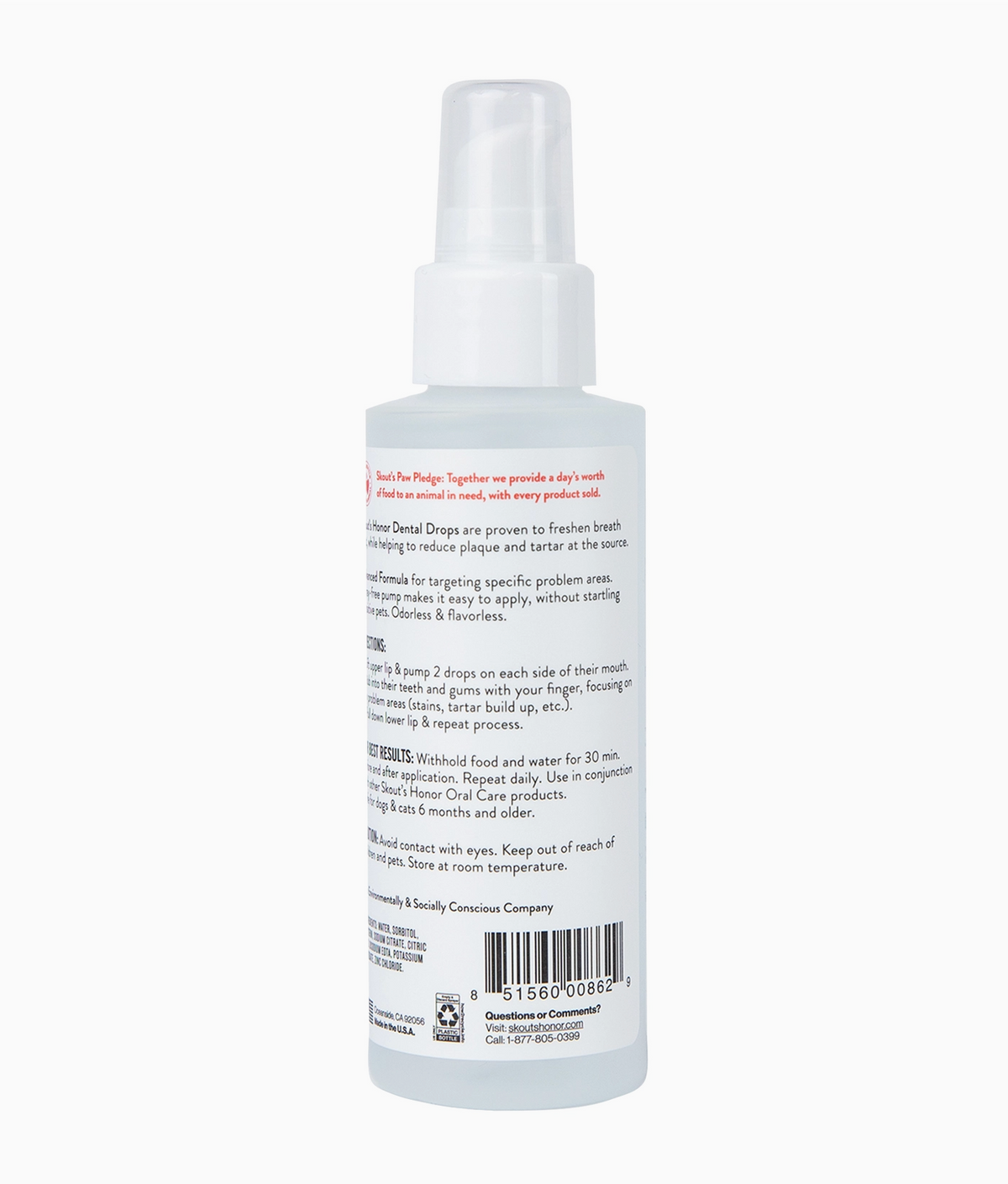 Skout's Honor Dental Drops flavorless formula shown in a lifestyle setting demonstrating everyday use for pets.