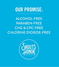 Skout's Honor Flavorless Dental Drops bottle shown from an alternate angle highlighting product details.