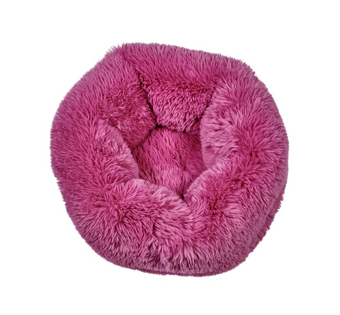 Bowsers Muffy Bed in Cherry Blossom fabric shown from side angle displaying nest-style design and luxurious pattern.