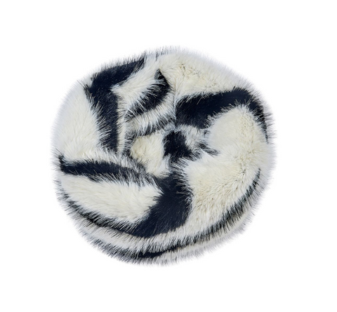 Bowsers Muffy Bed in White Bengal pattern showing detailed view of high plush sides and cozy interior.