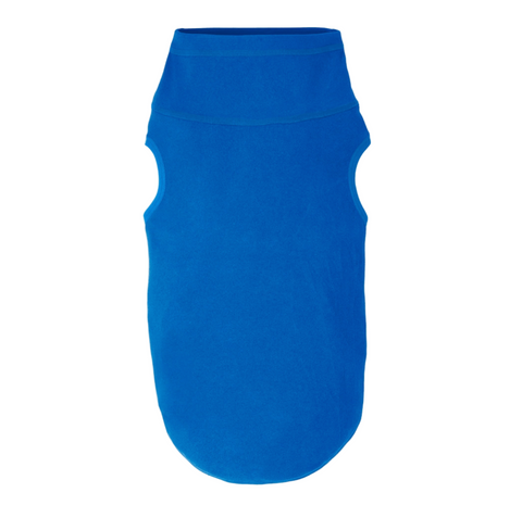 Gooby Microfiber Stretch Fleece pullover vest in royal blue color displayed on white background.