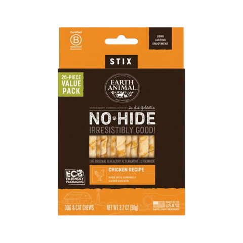 Close-up detail of Earth Animal No-Hide Stix Value Pack treat sticks showing texture and natural ingredients.