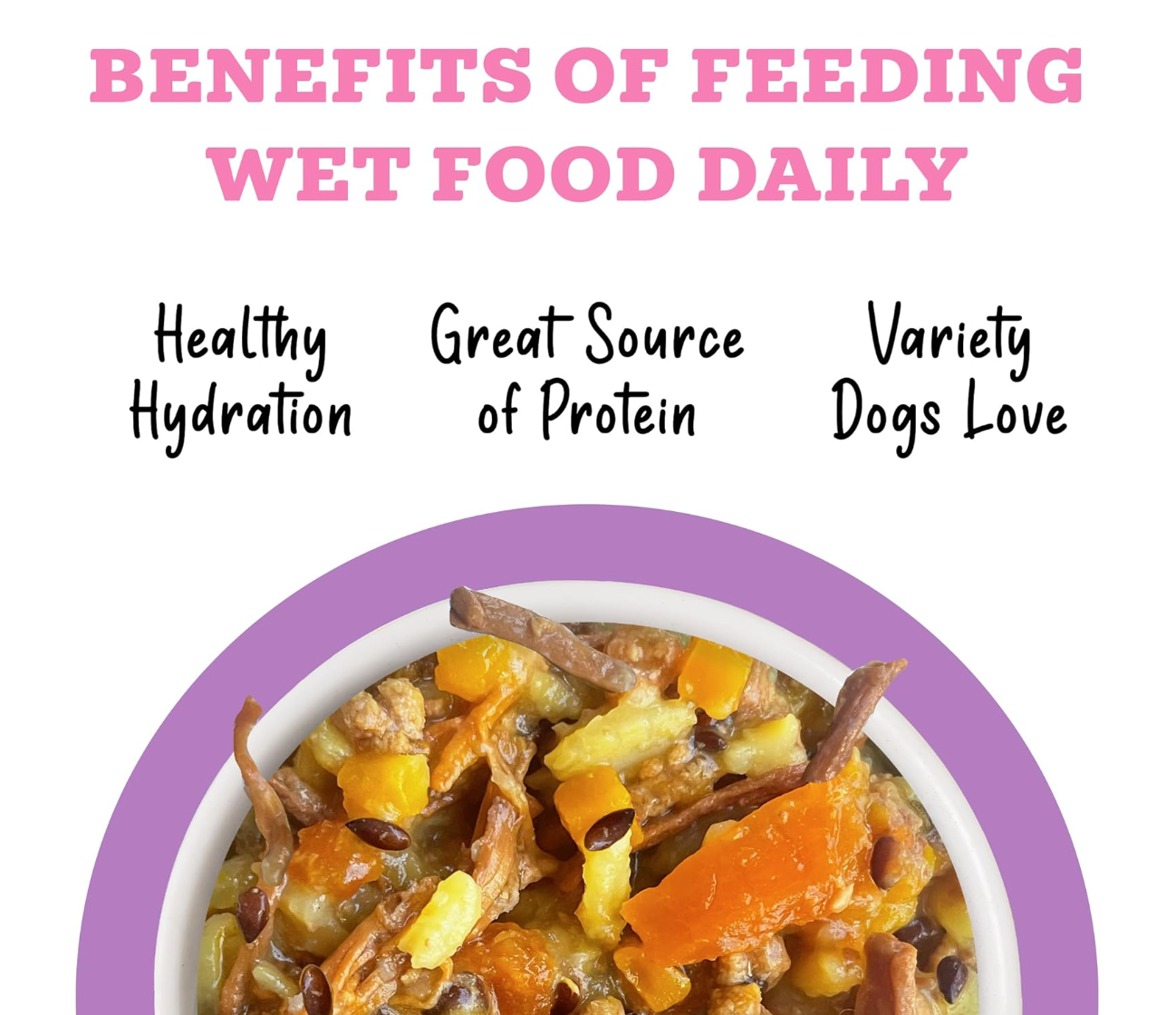 Weruva Awesome Belly beef and rice wet dog food can showing ingredient list and nutritional information panel.
