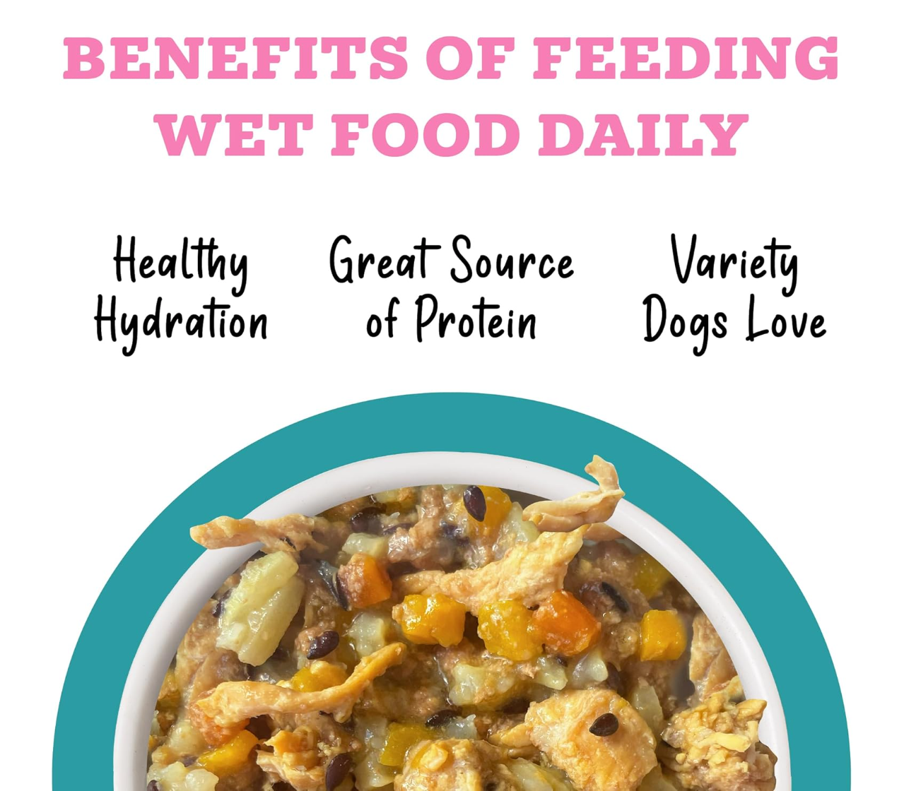 Weruva Awesome Belly chicken and veggie wet dog food can showing ingredient details and nutritional information panel