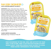 Weruva Paw Lickin' Chicken wet dog food can showing detailed ingredient label and nutritional information.