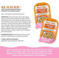 Weruva Wok The Dog wet dog food can showing ingredient details and nutritional information on label