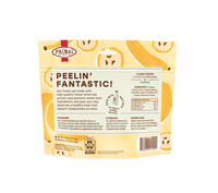 Primal freeze-dried chicken and banana dog treats showing natural texture and ingredient quality details.