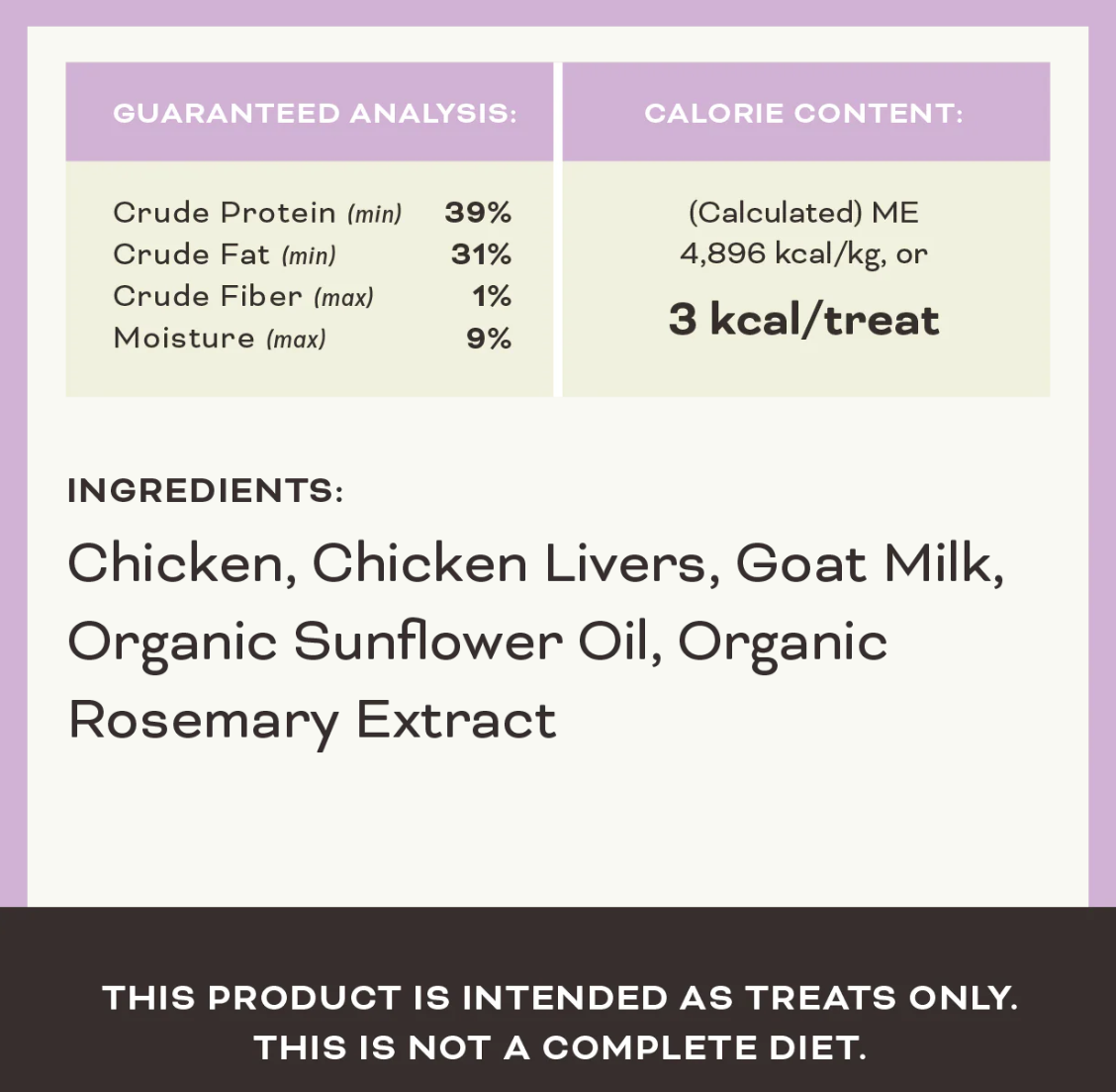 Primal freeze-dried chicken and goat milk cat treats displayed in natural lifestyle setting showing product packaging.