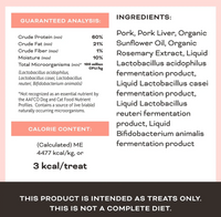 Primal freeze-dried pork liver cat treats shown in lifestyle setting demonstrating natural feeding experience.