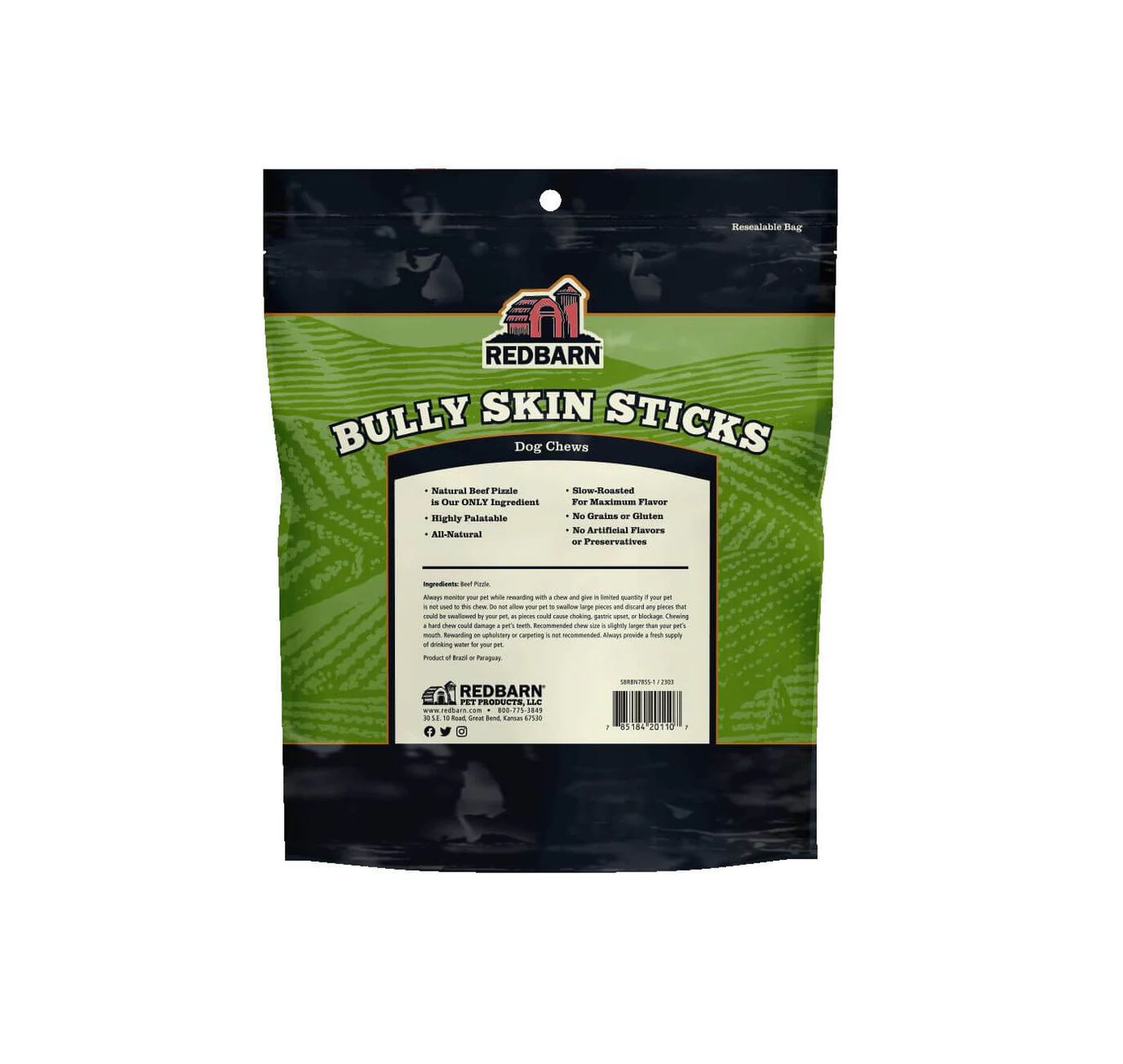 Redbarn Bully Skin Sticks dog treats showing texture and shape detail in close-up view.