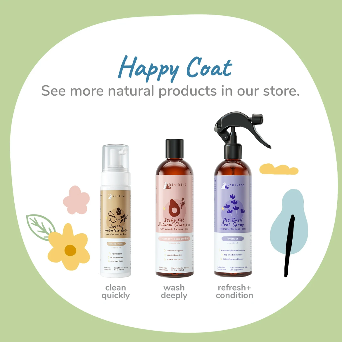 KIN + Kind Almond Vanilla Coat Spray bottle showing ingredient list and usage instructions on back label