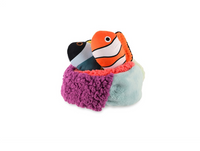 P.L.A.Y. Ocean Buddies Reef Retreat interactive dog toy set showing textured coral-shaped hideaway with removable sea creature toys.