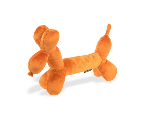 P.L.A.Y. Balloon Buddy blue twisted balloon dog plush toy with multiple squeakers for dogs
