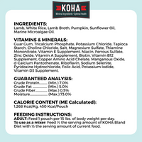 Koha Bland Recipe Lamb 12.5oz can shown from a side angle highlighting label details.