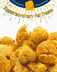 Wild Meadow Farms Egg Puffs dog treats shown in a real-life setting, highlighting their light, airy texture.