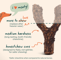 Woof HonestChew Meaty dog treat package shown from an alternate angle highlighting product details.