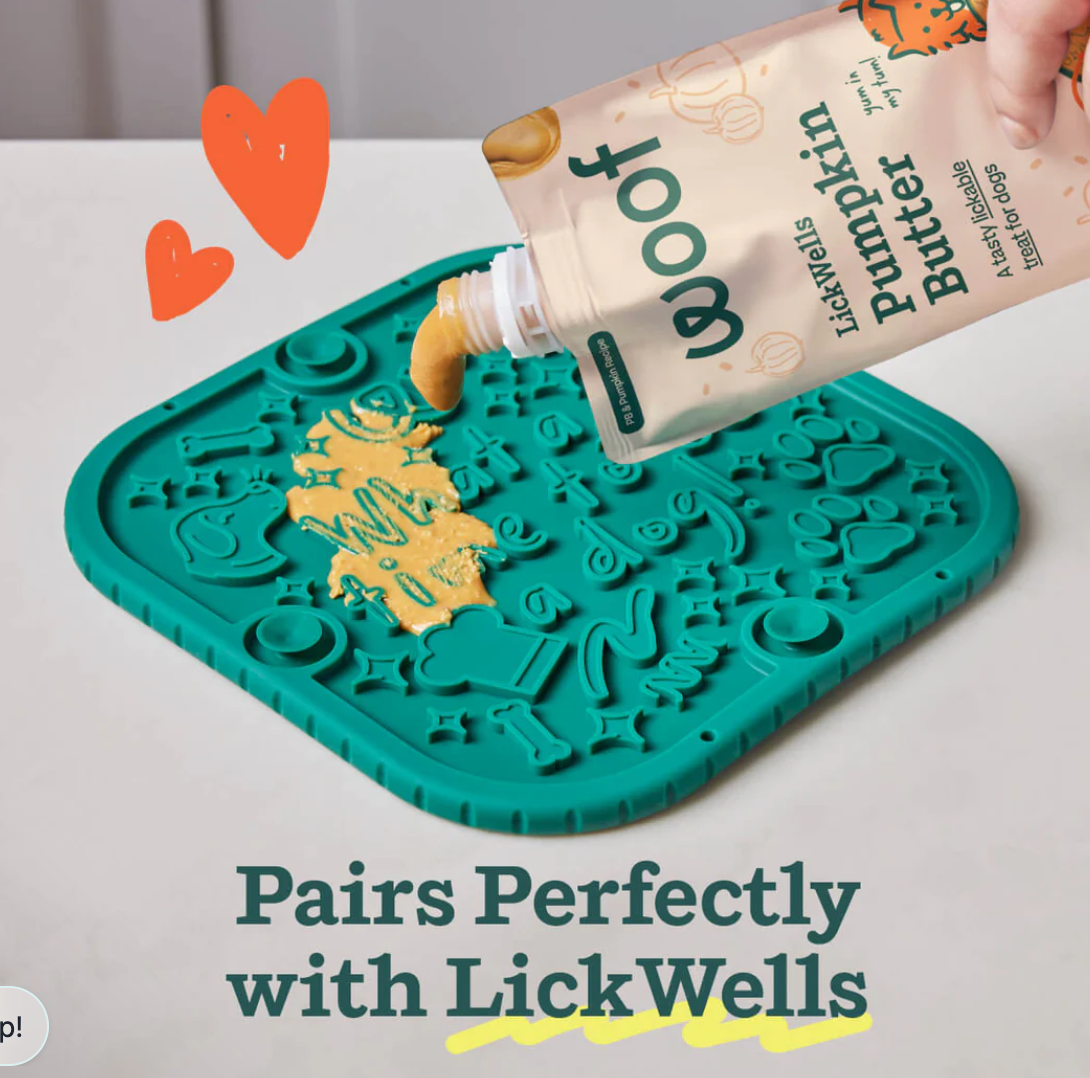 Woof FlipMat pet feeding mat shown from an additional angle highlighting its versatile, reversible design.