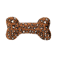 Fluff & Tuff Jaguar Bone plush dog toy with realistic spotted jaguar print design.