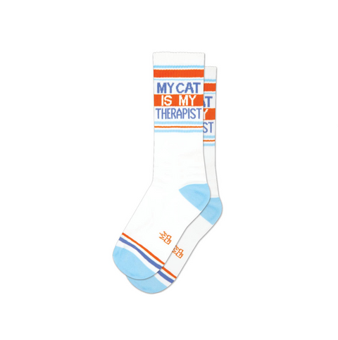 My Cat Is My Therapist Crew Socks