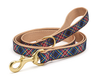 Up Country Black Tartan dog collar packaging or size guide showing American-made premium walking gear details.