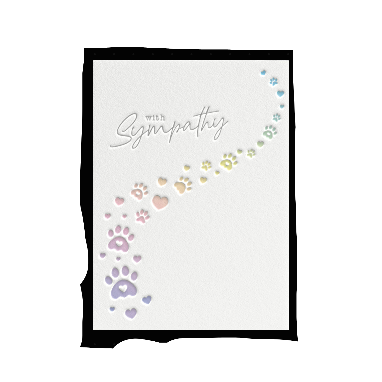 Interior view of Calypso Cards Pet Sympathy greeting card showing heartfelt condolence message and design details.